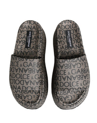 Dolce & Gabbana Dolce & Gabbana Gray Leather Monogram Logo Sandals Men's Shoes
