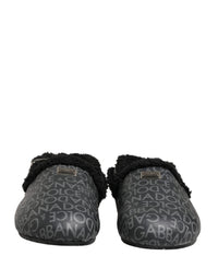 Dolce & Gabbana Dolce & Gabbana Gray Faux Fur Jacquard Mules Sandals Men's Shoes