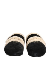 Dolce & Gabbana Dolce & Gabbana Beige Black Faux Fur Flats Men Sandals Men's Shoes