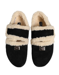 Dolce & Gabbana Dolce & Gabbana Beige Black Faux Fur Flats Men Sandals Men's Shoes