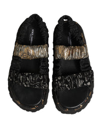 Dolce & Gabbana Dolce & Gabbana Black Ruching Detail Flats Men Sandals Men's Shoes