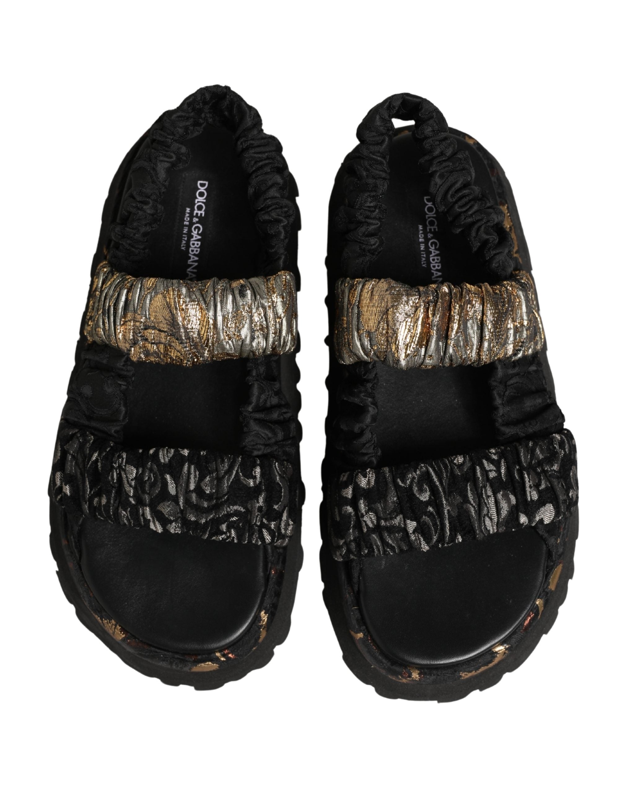 Dolce & Gabbana Dolce & Gabbana Black Ruching Detail Flats Men Sandals Men's Shoes