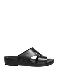 Dolce & Gabbana Dolce & Gabbana Black Leather Cutout DG Logo Sandals Men's Shoes