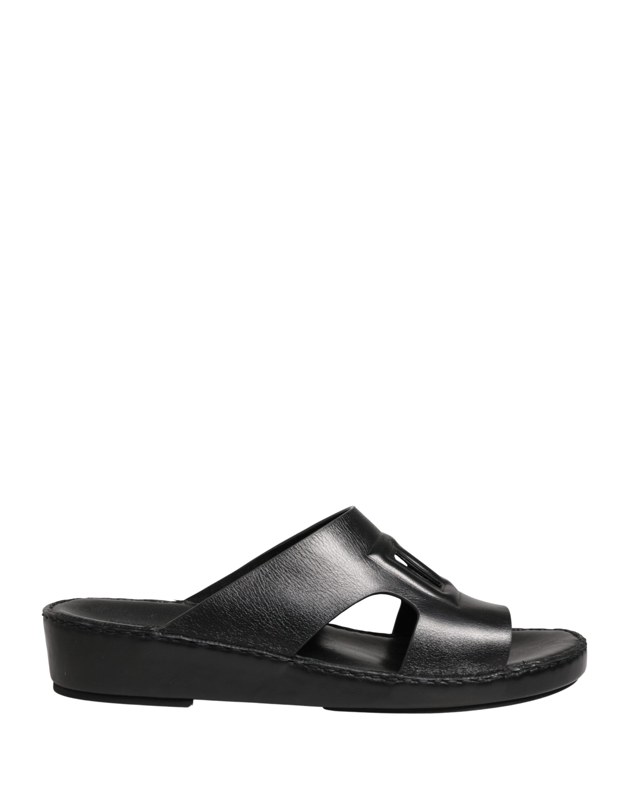 Dolce & Gabbana Dolce & Gabbana Black Leather Cutout DG Logo Sandals Men's Shoes