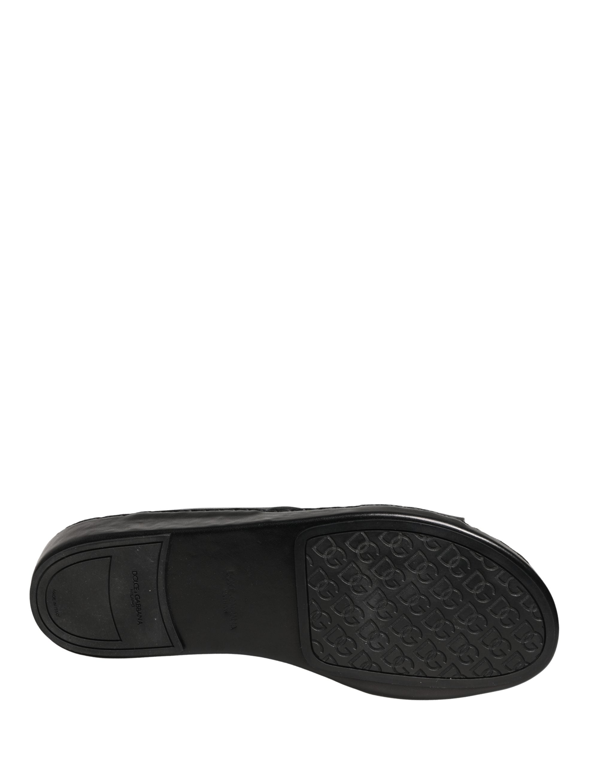 Dolce & Gabbana Dolce & Gabbana Black Leather Cutout DG Logo Sandals Men's Shoes