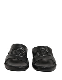 Dolce & Gabbana Dolce & Gabbana Black Leather Cutout DG Logo Sandals Men's Shoes