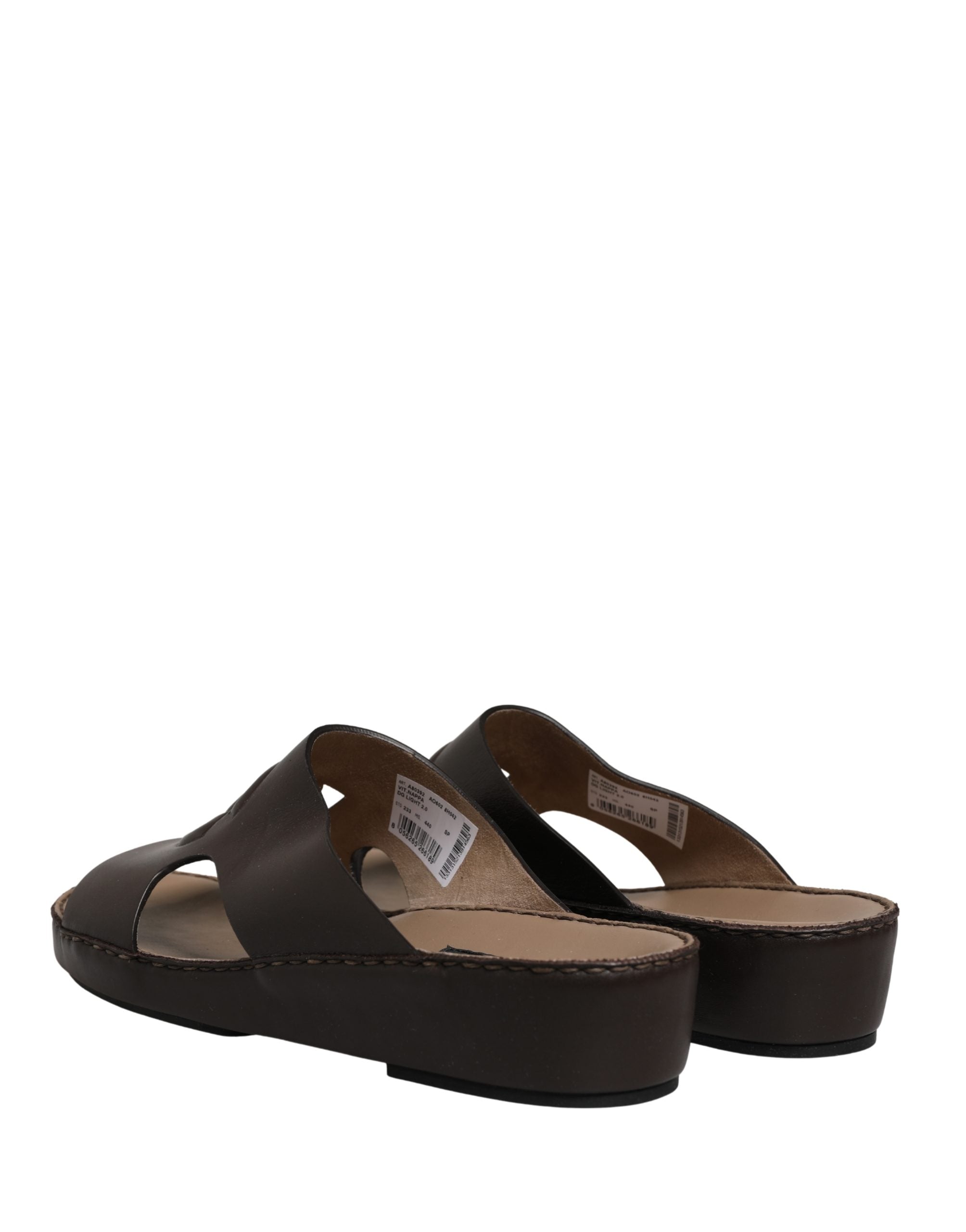 Dolce & Gabbana Dolce & Gabbana Brown Leather Cutout DG Logo Sandals Men's Shoes