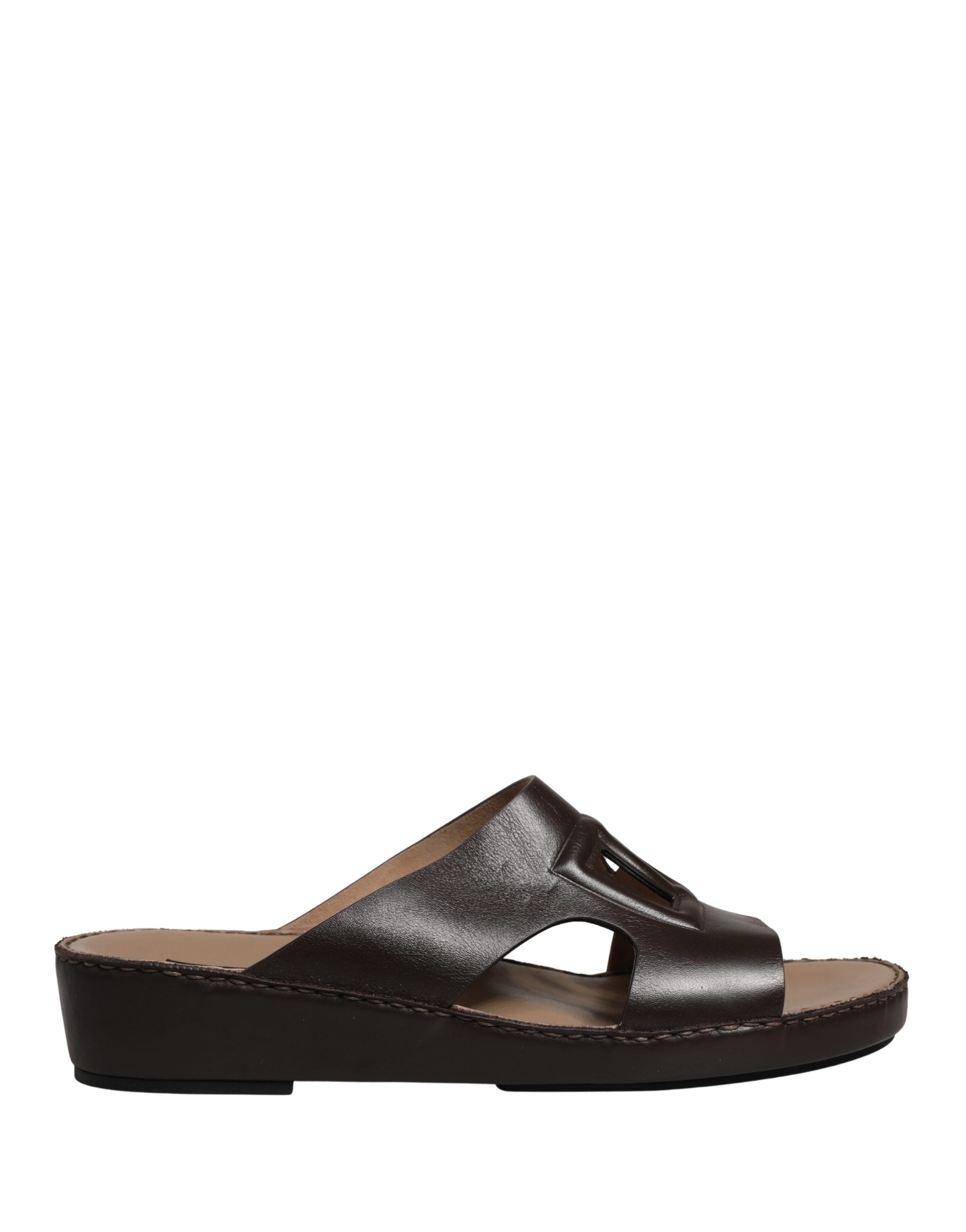 Dolce & Gabbana Dolce & Gabbana Brown Leather Cutout DG Logo Sandals Men's Shoes