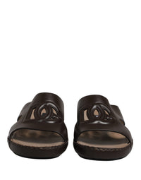 Dolce & Gabbana Dolce & Gabbana Brown Leather Cutout DG Logo Sandals Men's Shoes