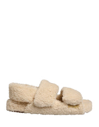 Dolce & Gabbana Dolce & Gabbana Beige Faux Fur Slides Men Flats Sandals Men's Shoes