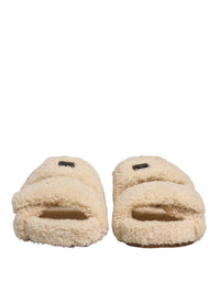 Dolce & Gabbana Dolce & Gabbana Beige Faux Fur Slides Men Flats Sandals Men's Shoes