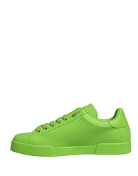 Dolce & Gabbana Green Leather Portofino Low Top Sneakers Men's Shoes