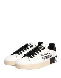 Dolce & Gabbana White Low Top Portofino Leather Sneakers Women's Shoes