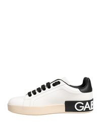 Dolce & Gabbana White Low Top Portofino Leather Sneakers Women's Shoes