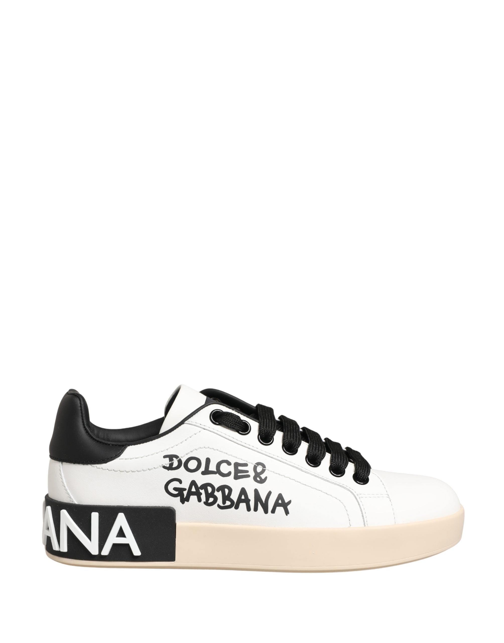 Dolce & Gabbana White Low Top Portofino Leather Sneakers Women's Shoes
