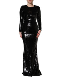 Dolce & Gabbana Black Bodycon Mermaid Sequinned Gown Women's Dress