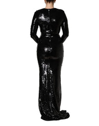 Dolce & Gabbana Black Bodycon Mermaid Sequinned Gown Women's Dress