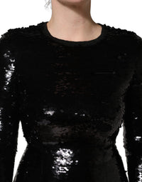 Dolce & Gabbana Black Bodycon Mermaid Sequinned Gown Women's Dress