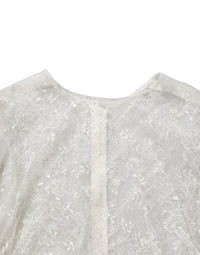 Dolce & Gabbana White Floral Lace Sheer Sleeveless Midi Women's Dress