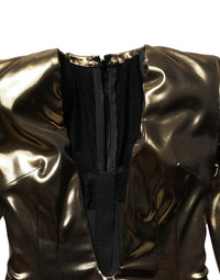 Dolce & Gabbana Gold Plunging Neckline Sheath Mini Women's Dress