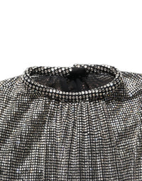 Dolce & Gabbana Silver Rhinestones Long Sleeves Bodysuit Mini Women's Dress