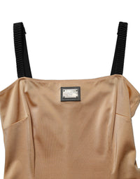 Dolce & Gabbana Brown Nylon Blend Cady Sleeveless Mini Women's Dress