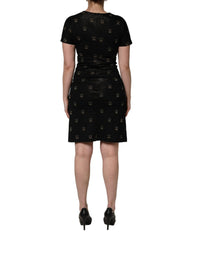 Dolce & Gabbana Black DG Crown Short-Sleeve Sheath Women's Dress