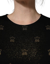 Dolce & Gabbana Black DG Crown Short-Sleeve Sheath Women's Dress