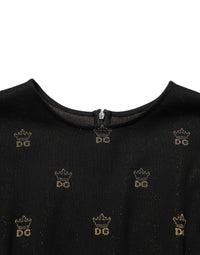 Dolce & Gabbana Black DG Crown Short-Sleeve Sheath Women's Dress