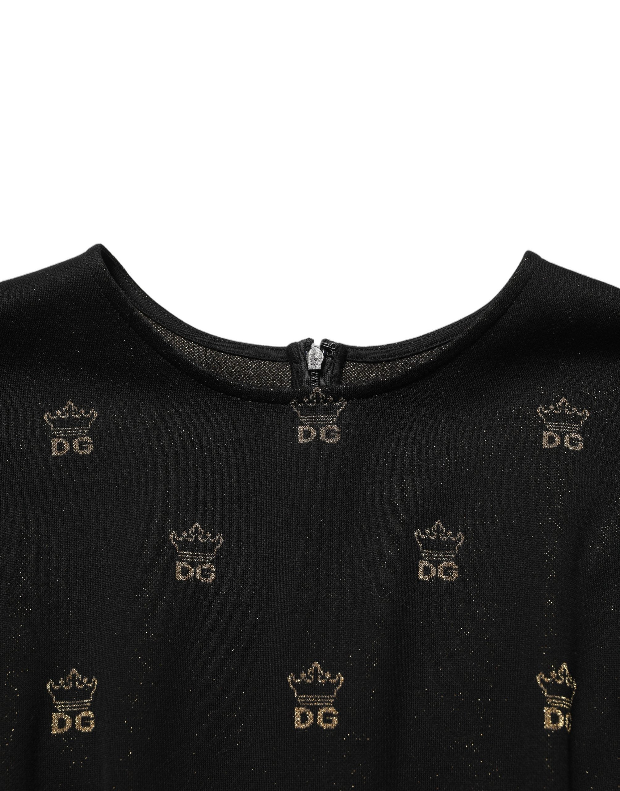 Dolce & Gabbana Black DG Crown Short-Sleeve Sheath Women's Dress