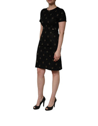 Dolce & Gabbana Black DG Crown Short-Sleeve Sheath Women's Dress
