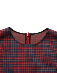 Dolce & Gabbana Red Black Checkered ShortSleeve Sheath Women's Dress