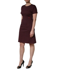 Dolce & Gabbana Red Black Checkered ShortSleeve Sheath Women's Dress