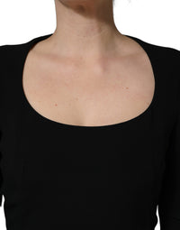 Roberto Cavalli Black Long Sleeves Scoop Neck Mini Women's Dress