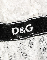 Dolce & Gabbana White Lace Top Embellished Black Skirt Women's Dress