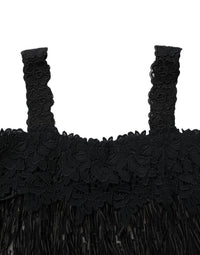 Dolce & Gabbana Black Viscose Fringed Sleeveless Mini Women's Dress
