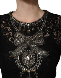 Dolce & Gabbana Black Crystal Embellished Sheath Midi Women's Dress