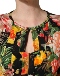 Dolce & Gabbana Dolce & Gabbana Multicolor Floral Print LongSleeve Midi Women's Dress