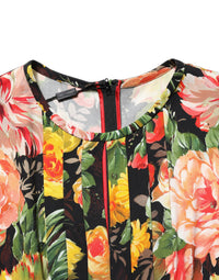 Dolce & Gabbana Dolce & Gabbana Multicolor Floral Print LongSleeve Midi Women's Dress