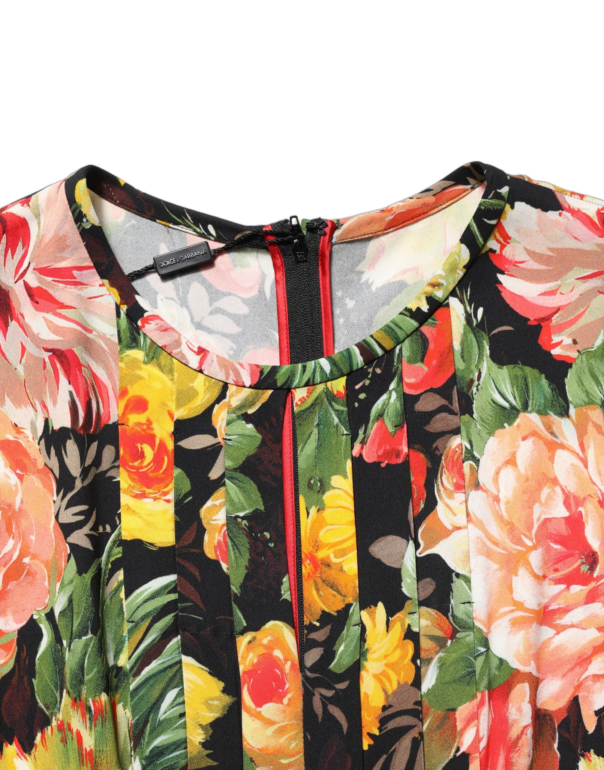Dolce & Gabbana Dolce & Gabbana Multicolor Floral Print LongSleeve Midi Women's Dress
