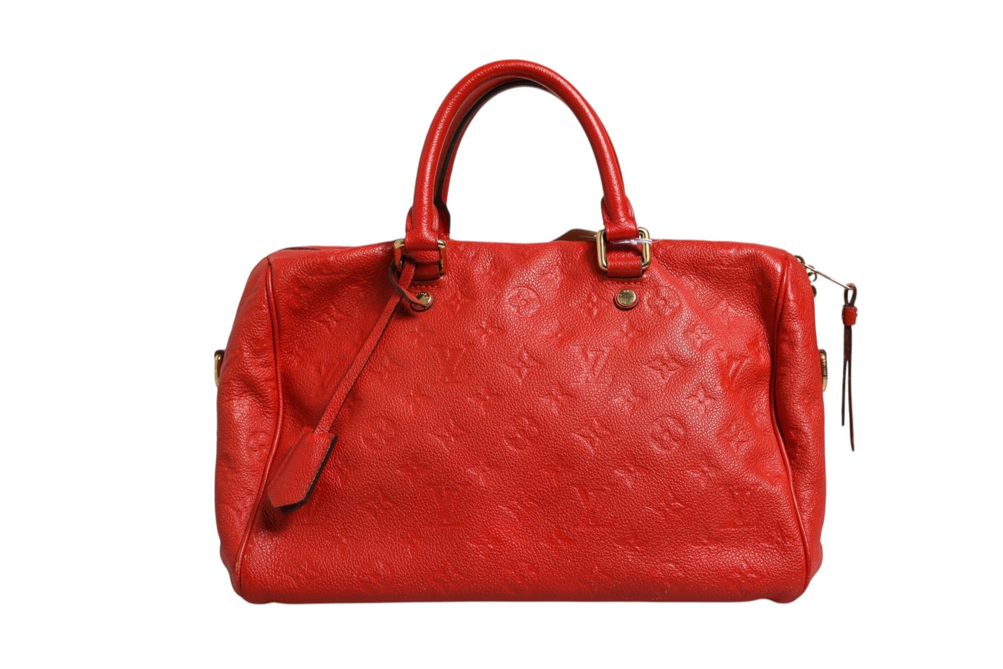 Louis Vuitton Red Monogram Empreinte Speedy Bandouliere Women's 30 (Authentic Pre-Loved)