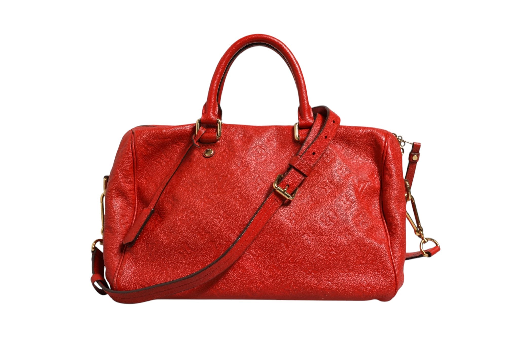 Louis Vuitton Red Monogram Empreinte Speedy Bandouliere Women's 30 (Authentic Pre-Loved)