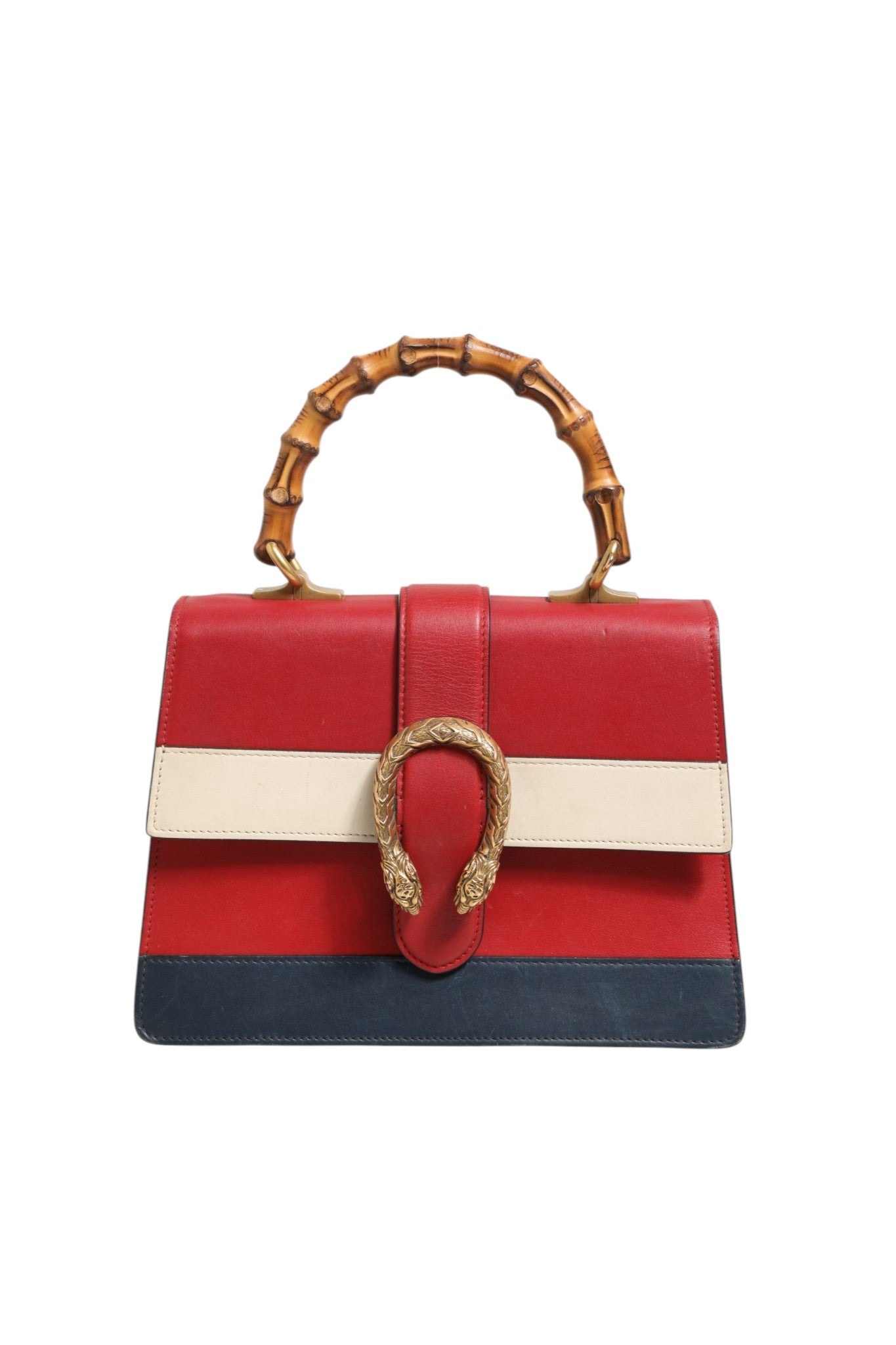 Gucci Dionysus Bamboo Medium Top Handle Bag White Blue Women's Red (Authentic Pre-Loved)