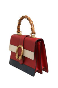 Gucci Dionysus Bamboo Medium Top Handle Bag White Blue Women's Red (Authentic Pre-Loved)
