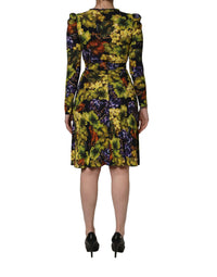 Dolce & Gabbana Dolce & Gabbana Multicolor Grape Print LongSleeve Midi Women's Dress