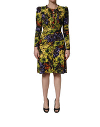 Dolce & Gabbana Dolce & Gabbana Multicolor Grape Print LongSleeve Midi Women's Dress