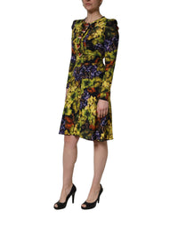 Dolce & Gabbana Dolce & Gabbana Multicolor Grape Print LongSleeve Midi Women's Dress