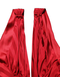 Dolce & Gabbana Dolce & Gabbana Red Plunging HalterNeck Draped Jumpsuit Women's Dress
