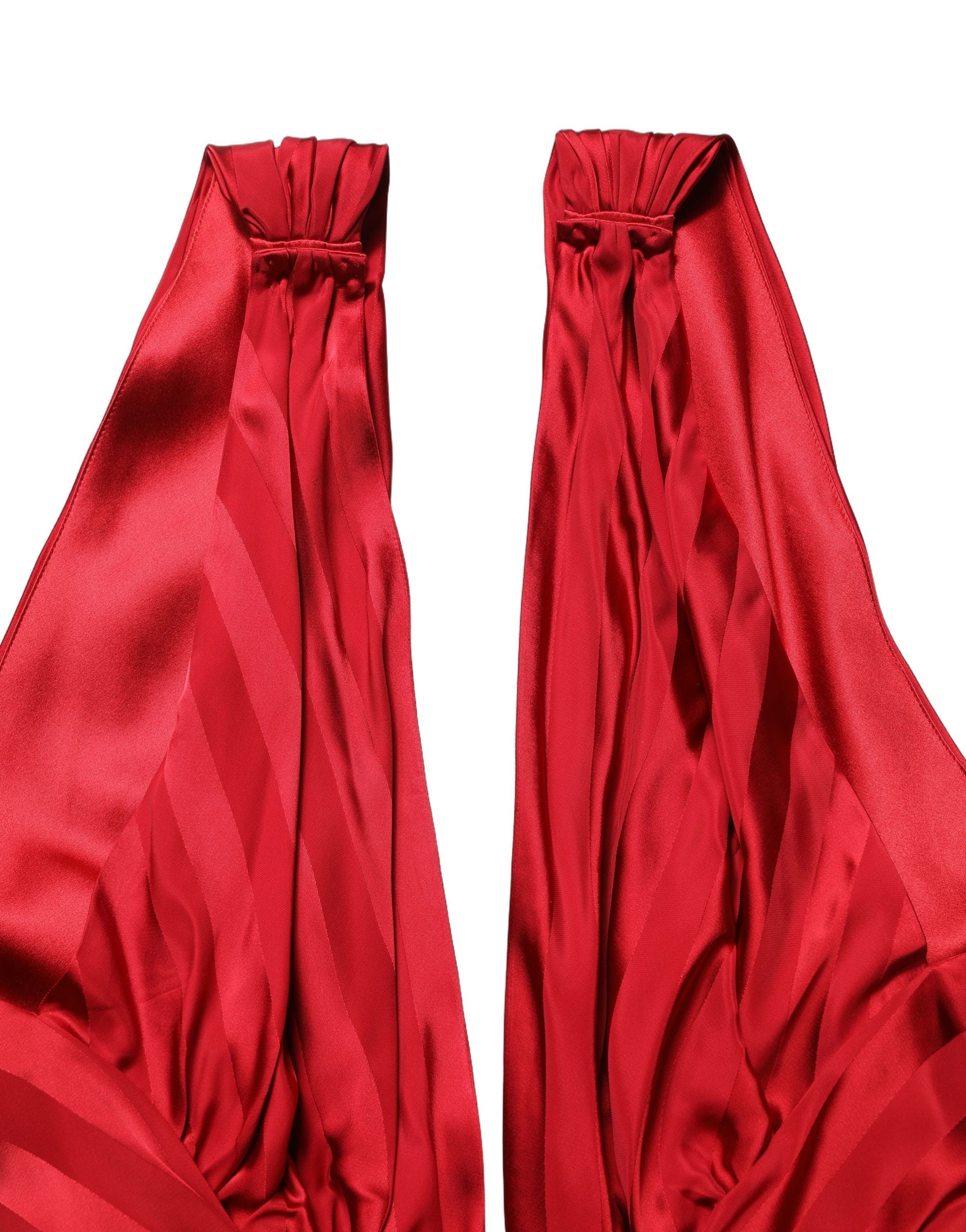 Dolce & Gabbana Dolce & Gabbana Red Plunging HalterNeck Draped Jumpsuit Women's Dress