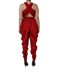Dolce & Gabbana Dolce & Gabbana Red Plunging HalterNeck Draped Jumpsuit Women's Dress